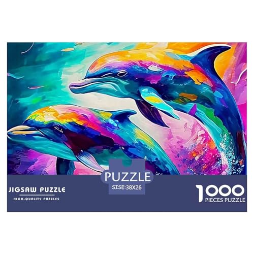 Delphin Puzzle 1000 Teile Für Erwachsene Und Kinder Meerestiere Impossible Geschicklichkeitsspiel Klassische Geschenk Wunderschönes Dekoration Clevere Rätsel 38x26cm/1000pcs von QTIVARLEN