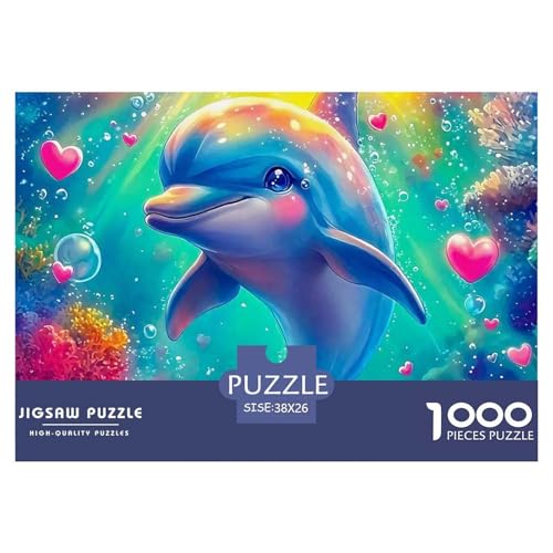 Delphin Puzzle 1000 Teile Für Erwachsene Und Kinder Meerestiere Impossible Geschicklichkeitsspiel Pädagogisches Spielzeug Home Dekoration Clevere Rätsel 38x26cm/1000pcs von QTIVARLEN