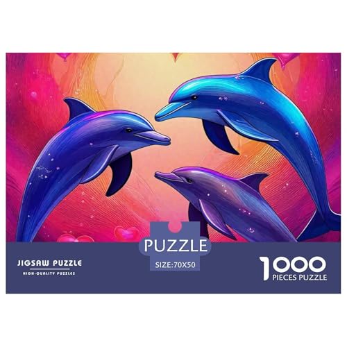 Delphin Puzzle 1000 Teile Für Erwachsene Und Kinder Meerestiere Impossible Geschicklichkeitsspiel Pädagogisches Spielzeug Wunderschönes Dekoration in Bewährter Qualität 70x50cm/1000pcs von QTIVARLEN