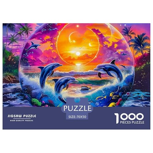 Delphin Puzzle 1000 Teile Für Erwachsene Und Kinder Meerestiere Lernspiel Interaktives Spielzeug Home Dekoration Clevere Rätsel 70x50cm/1000pcs von QTIVARLEN