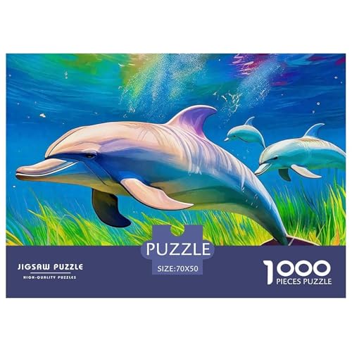 Delphin Puzzle 1000 Teile Für Erwachsene Und Kinder Meerestiere Lernspiel Interaktives Spielzeug Home Dekoration Clevere Rätsel 70x50cm/1000pcs von QTIVARLEN