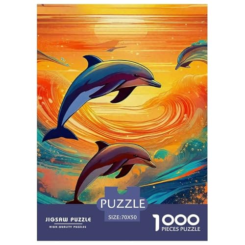 Delphin Puzzle 1000 Teile Für Erwachsene Und Kinder Meerestiere Lernspiel Interaktives Spielzeug Home Dekoration Clevere Rätsel 70x50cm/1000pcs von QTIVARLEN