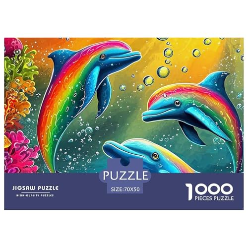 Delphin Puzzle 1000 Teile Für Erwachsene Und Kinder Meerestiere Lernspiel Interaktives Spielzeug Home Dekoration in Bewährter Qualität 70x50cm/1000pcs von QTIVARLEN