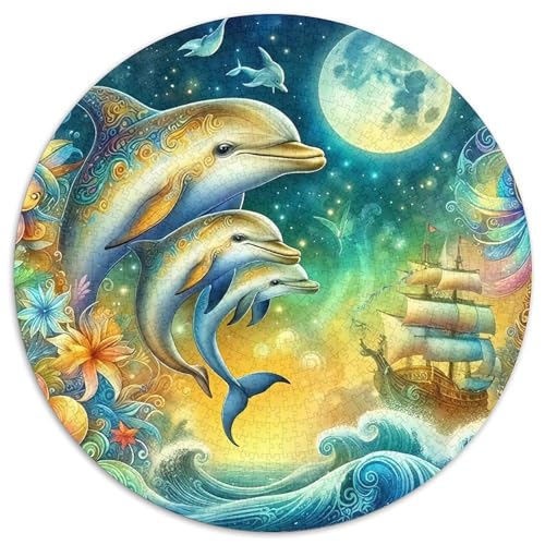 Delphin Puzzle 1000 Teile Für Erwachsene Und Kinder Meerestiere Lernspiel Interaktives Spielzeug Wunderschönes Dekoration Clevere Rätsel 1000pcs (67.5x67.5cm) von QTIVARLEN
