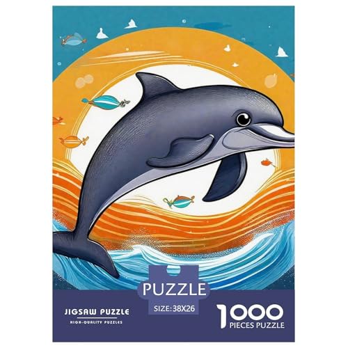 Delphin Puzzle 1000 Teile Für Erwachsene Und Kinder Meerestiere Lernspiel Interaktives Spielzeug Wunderschönes Dekoration Clevere Rätsel 38x26cm/1000pcs von QTIVARLEN