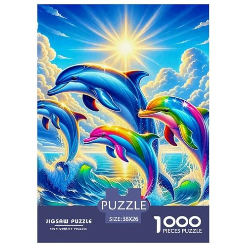 Delphin Puzzle 1000 Teile Für Erwachsene Und Kinder Meerestiere Lernspiel Interaktives Spielzeug Wunderschönes Dekoration Clevere Rätsel 38x26cm/1000pcs von QTIVARLEN
