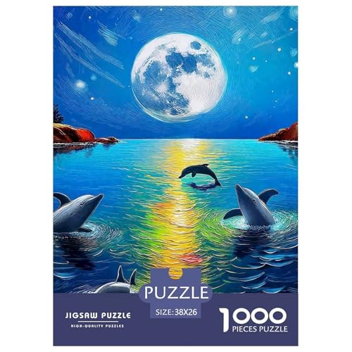 Delphin Puzzle 1000 Teile Für Erwachsene Und Kinder Meerestiere Lernspiel Interaktives Spielzeug Wunderschönes Dekoration Clevere Rätsel 38x26cm/1000pcs von QTIVARLEN
