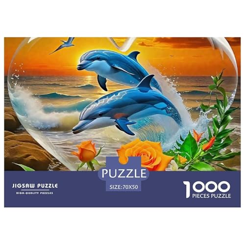 Delphin Puzzle 1000 Teile Für Erwachsene Und Kinder Meerestiere Lernspiel Interaktives Spielzeug Wunderschönes Dekoration Clevere Rätsel 70x50cm/1000pcs von QTIVARLEN