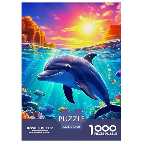 Delphin Puzzle 1000 Teile Für Erwachsene Und Kinder Meerestiere Lernspiel Interaktives Spielzeug Wunderschönes Dekoration Clevere Rätsel 70x50cm/1000pcs von QTIVARLEN