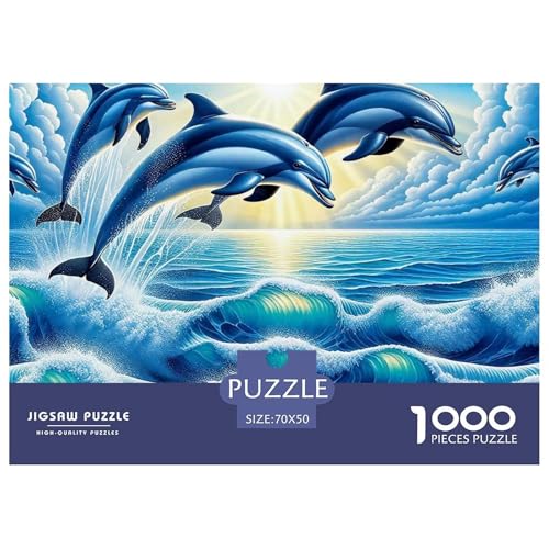 Delphin Puzzle 1000 Teile Für Erwachsene Und Kinder Meerestiere Lernspiel Interaktives Spielzeug Wunderschönes Dekoration Clevere Rätsel 70x50cm/1000pcs von QTIVARLEN