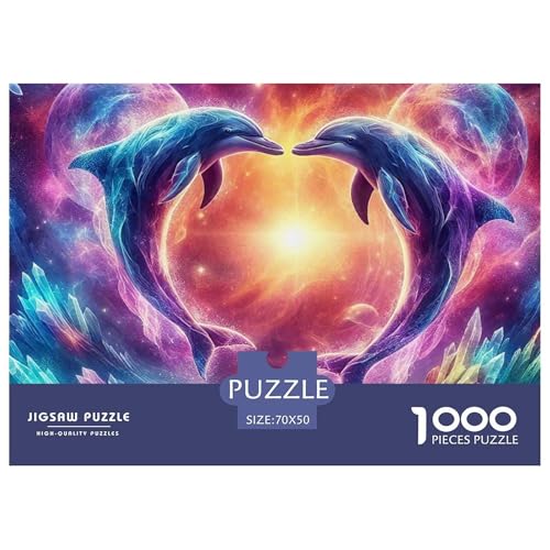 Delphin Puzzle 1000 Teile Für Erwachsene Und Kinder Meerestiere Lernspiel Interaktives Spielzeug Wunderschönes Dekoration Clevere Rätsel 70x50cm/1000pcs von QTIVARLEN