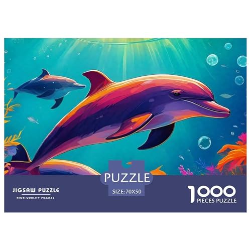 Delphin Puzzle 1000 Teile Für Erwachsene Und Kinder Meerestiere Lernspiel Interaktives Spielzeug Wunderschönes Dekoration Clevere Rätsel 70x50cm/1000pcs von QTIVARLEN