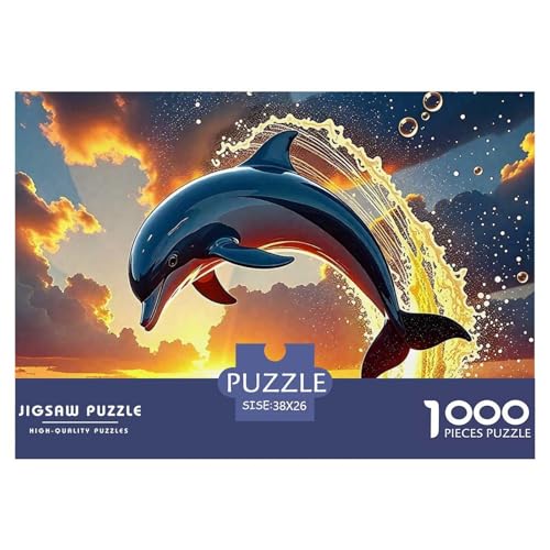 Delphin Puzzle 1000 Teile Für Erwachsene Und Kinder Meerestiere Lernspiel Interaktives Spielzeug Wunderschönes Dekoration in Bewährter Qualität 38x26cm/1000pcs von QTIVARLEN