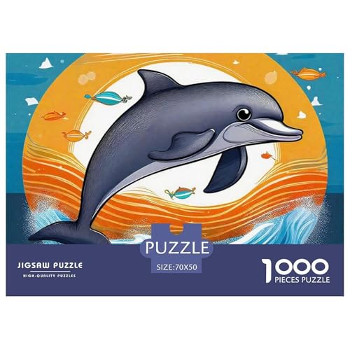 Delphin Puzzle 1000 Teile Für Erwachsene Und Kinder Meerestiere Lernspiel Interaktives Spielzeug Wunderschönes Dekoration in Bewährter Qualität 70x50cm/1000pcs von QTIVARLEN