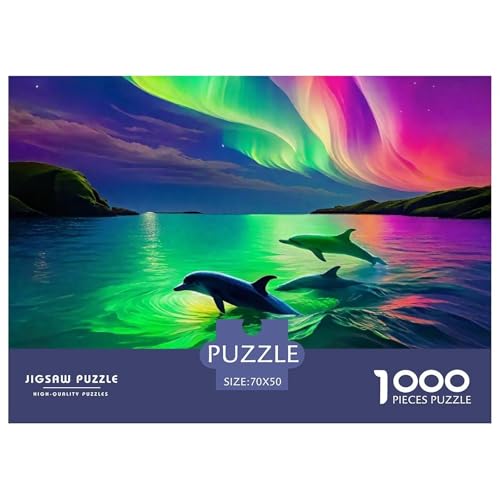 Delphin Puzzle 1000 Teile Für Erwachsene Und Kinder Meerestiere Lernspiel Interaktives Spielzeug Wunderschönes Dekoration in Bewährter Qualität 70x50cm/1000pcs von QTIVARLEN