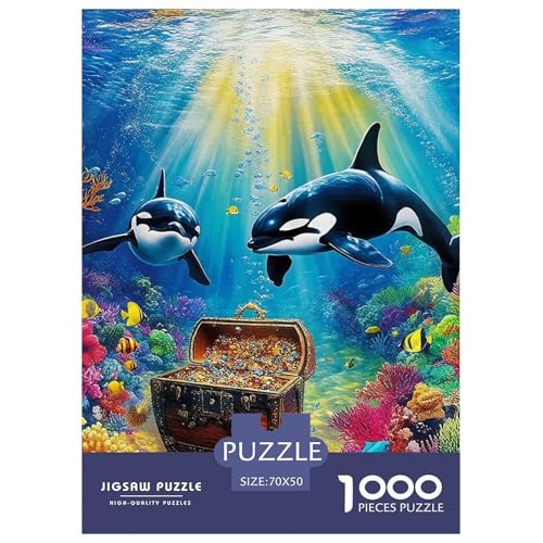 Delphin Puzzle 1000 Teile Für Erwachsene Und Kinder Meerestiere Lernspiel Interaktives Spielzeug Wunderschönes Dekoration in Bewährter Qualität 70x50cm/1000pcs von QTIVARLEN