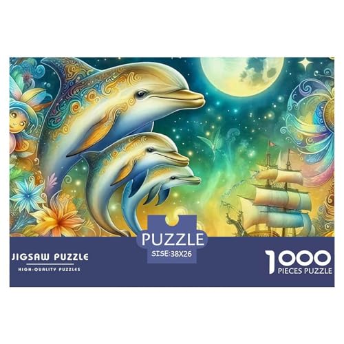 Delphin Puzzle 1000 Teile Für Erwachsene Und Kinder Meerestiere Lernspiel Klassische Geschenk Home Dekoration Clevere Rätsel 38x26cm/1000pcs von QTIVARLEN
