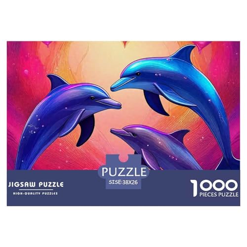 Delphin Puzzle 1000 Teile Für Erwachsene Und Kinder Meerestiere Lernspiel Klassische Geschenk Home Dekoration Clevere Rätsel 38x26cm/1000pcs von QTIVARLEN