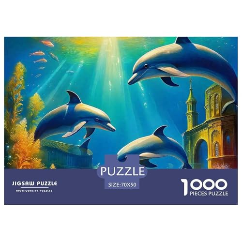 Delphin Puzzle 1000 Teile Für Erwachsene Und Kinder Meerestiere Lernspiel Klassische Geschenk Home Dekoration Clevere Rätsel 70x50cm/1000pcs von QTIVARLEN