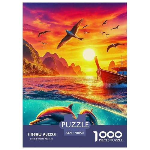 Delphin Puzzle 1000 Teile Für Erwachsene Und Kinder Meerestiere Lernspiel Klassische Geschenk Home Dekoration Clevere Rätsel 70x50cm/1000pcs von QTIVARLEN
