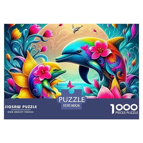 Delphin Puzzle 1000 Teile Für Erwachsene Und Kinder Meerestiere Lernspiel Klassische Geschenk Home Dekoration in Bewährter Qualität 38x26cm/1000pcs von QTIVARLEN