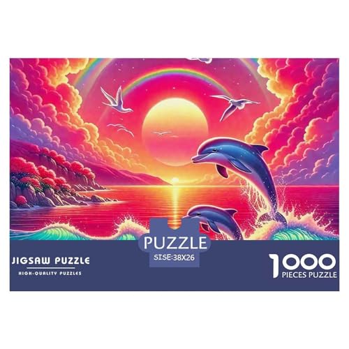 Delphin Puzzle 1000 Teile Für Erwachsene Und Kinder Meerestiere Lernspiel Klassische Geschenk Home Dekoration in Bewährter Qualität 38x26cm/1000pcs von QTIVARLEN