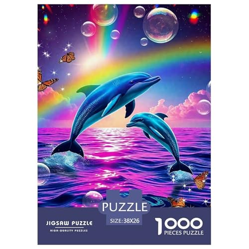 Delphin Puzzle 1000 Teile Für Erwachsene Und Kinder Meerestiere Lernspiel Klassische Geschenk Home Dekoration in Bewährter Qualität 38x26cm/1000pcs von QTIVARLEN