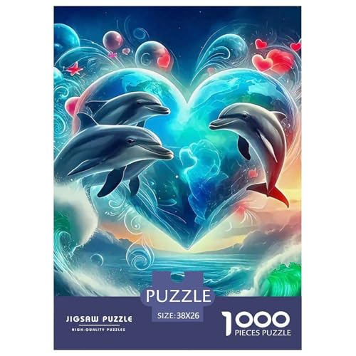 Delphin Puzzle 1000 Teile Für Erwachsene Und Kinder Meerestiere Lernspiel Klassische Geschenk Home Dekoration in Bewährter Qualität 38x26cm/1000pcs von QTIVARLEN