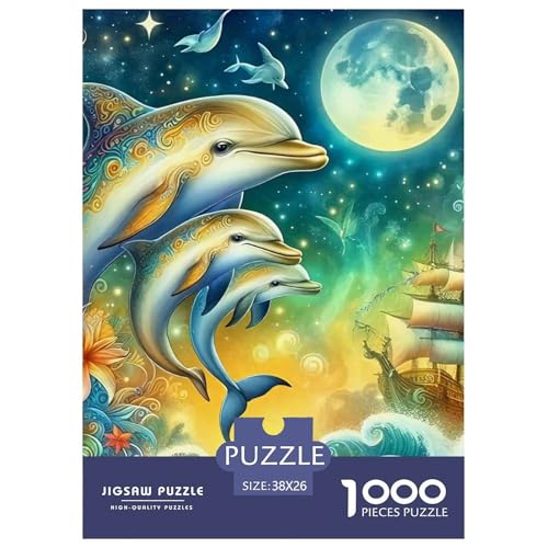 Delphin Puzzle 1000 Teile Für Erwachsene Und Kinder Meerestiere Lernspiel Klassische Geschenk Home Dekoration in Bewährter Qualität 38x26cm/1000pcs von QTIVARLEN