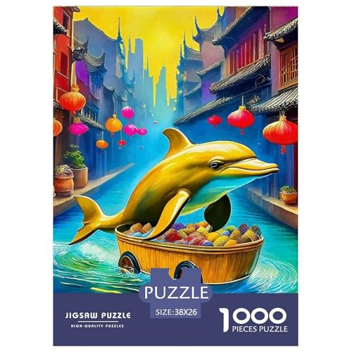 Delphin Puzzle 1000 Teile Für Erwachsene Und Kinder Meerestiere Lernspiel Klassische Geschenk Home Dekoration in Bewährter Qualität 38x26cm/1000pcs von QTIVARLEN