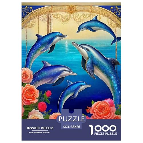 Delphin Puzzle 1000 Teile Für Erwachsene Und Kinder Meerestiere Lernspiel Klassische Geschenk Wunderschönes Dekoration Clevere Rätsel 38x26cm/1000pcs von QTIVARLEN
