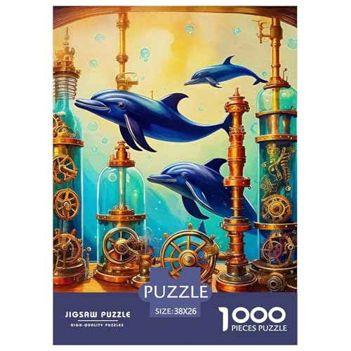 Delphin Puzzle 1000 Teile Für Erwachsene Und Kinder Meerestiere Lernspiel Klassische Geschenk Wunderschönes Dekoration Clevere Rätsel 38x26cm/1000pcs von QTIVARLEN