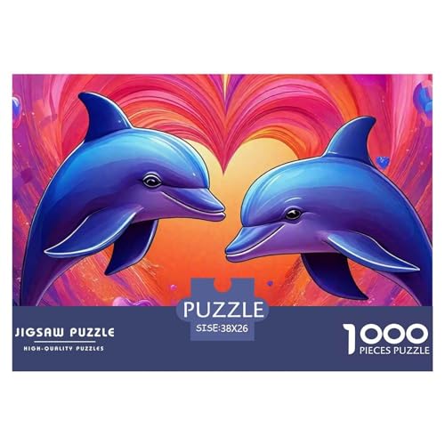 Delphin Puzzle 1000 Teile Für Erwachsene Und Kinder Meerestiere Lernspiel Klassische Geschenk Wunderschönes Dekoration Clevere Rätsel 38x26cm/1000pcs von QTIVARLEN