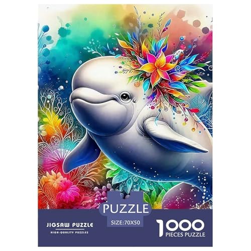 Delphin Puzzle 1000 Teile Für Erwachsene Und Kinder Meerestiere Lernspiel Klassische Geschenk Wunderschönes Dekoration Clevere Rätsel 70x50cm/1000pcs von QTIVARLEN