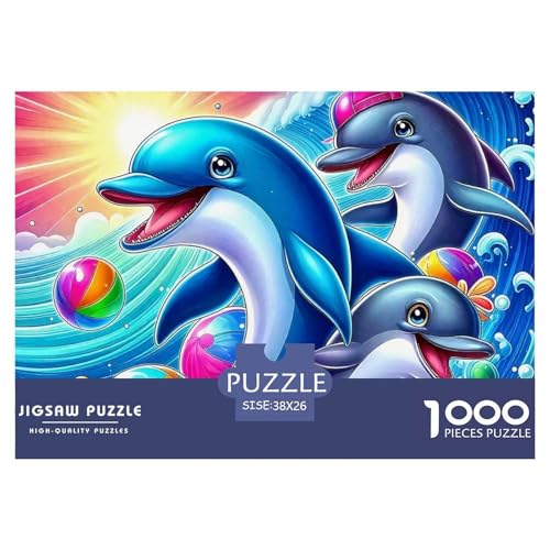 Delphin Puzzle 1000 Teile Für Erwachsene Und Kinder Meerestiere Lernspiel Klassische Geschenk Wunderschönes Dekoration in Bewährter Qualität 38x26cm/1000pcs von QTIVARLEN