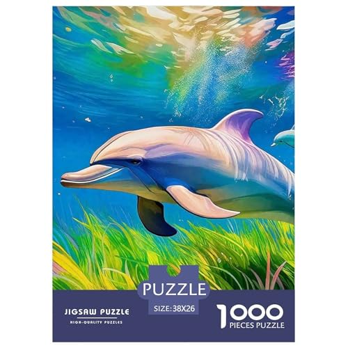 Delphin Puzzle 1000 Teile Für Erwachsene Und Kinder Meerestiere Lernspiel Klassische Geschenk Wunderschönes Dekoration in Bewährter Qualität 38x26cm/1000pcs von QTIVARLEN