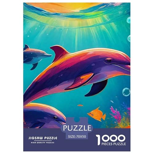 Delphin Puzzle 1000 Teile Für Erwachsene Und Kinder Meerestiere Lernspiel Klassische Geschenk Wunderschönes Dekoration in Bewährter Qualität 70x50cm/1000pcs von QTIVARLEN