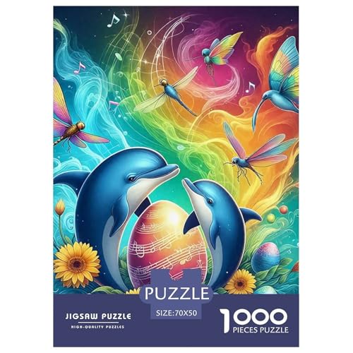 Delphin Puzzle 1000 Teile Für Erwachsene Und Kinder Meerestiere Lernspiel Klassische Geschenk Wunderschönes Dekoration in Bewährter Qualität 70x50cm/1000pcs von QTIVARLEN