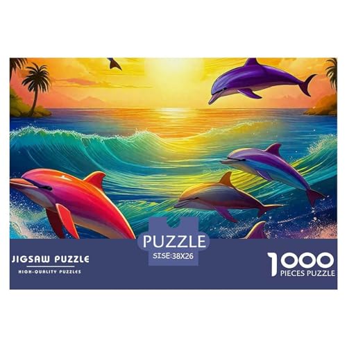 Delphin Puzzle 1000 Teile Für Erwachsene Und Kinder Meerestiere Lernspiel Pädagogisches Spielzeug Home Dekoration Clevere Rätsel 38x26cm/1000pcs von QTIVARLEN