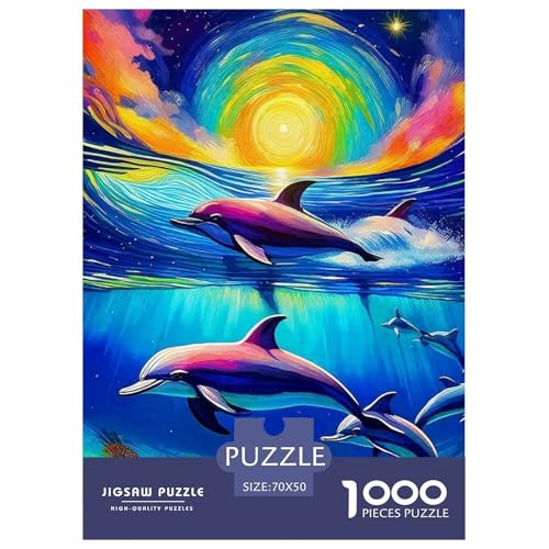 Delphin Puzzle 1000 Teile Für Erwachsene Und Kinder Meerestiere Lernspiel Pädagogisches Spielzeug Home Dekoration Clevere Rätsel 70x50cm/1000pcs von QTIVARLEN
