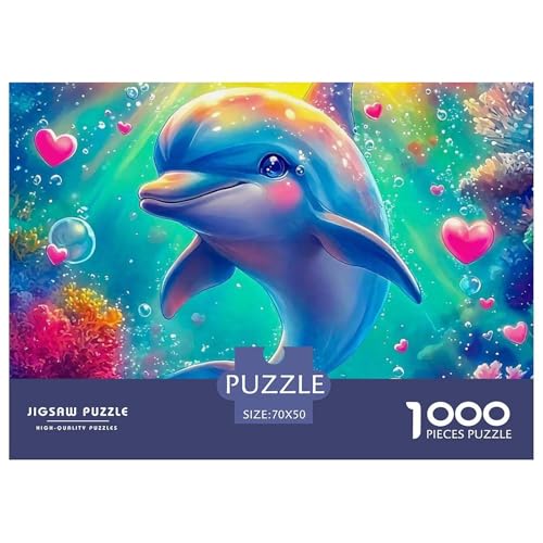 Delphin Puzzle 1000 Teile Für Erwachsene Und Kinder Meerestiere Lernspiel Pädagogisches Spielzeug Home Dekoration Clevere Rätsel 70x50cm/1000pcs von QTIVARLEN