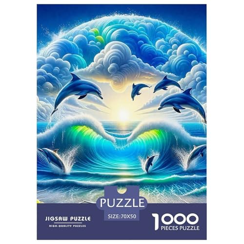 Delphin Puzzle 1000 Teile Für Erwachsene Und Kinder Meerestiere Lernspiel Pädagogisches Spielzeug Home Dekoration in Bewährter Qualität 70x50cm/1000pcs von QTIVARLEN