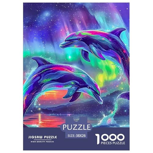 Delphin Puzzle 1000 Teile Für Erwachsene Und Kinder Meerestiere Lernspiel Pädagogisches Spielzeug Wunderschönes Dekoration Clevere Rätsel 38x26cm/1000pcs von QTIVARLEN