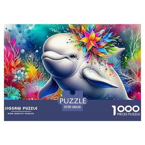 Delphin Puzzle 1000 Teile Für Erwachsene Und Kinder Meerestiere Lernspiel Pädagogisches Spielzeug Wunderschönes Dekoration Clevere Rätsel 38x26cm/1000pcs von QTIVARLEN