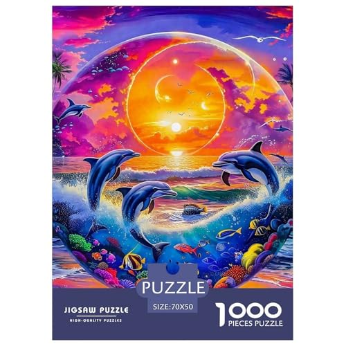 Delphin Puzzle 1000 Teile Für Erwachsene Und Kinder Meerestiere Lernspiel Pädagogisches Spielzeug Wunderschönes Dekoration Clevere Rätsel 70x50cm/1000pcs von QTIVARLEN