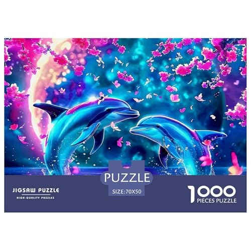 Delphin Puzzle 1000 Teile Für Erwachsene Und Kinder Meerestiere Lernspiel Pädagogisches Spielzeug Wunderschönes Dekoration Clevere Rätsel 70x50cm/1000pcs von QTIVARLEN
