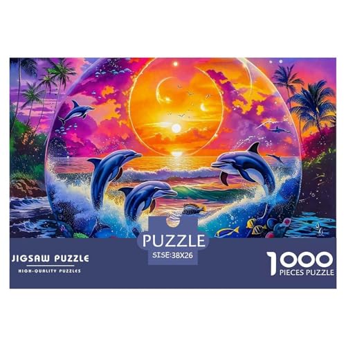 Delphin Puzzle 1000 Teile Für Erwachsene Und Kinder Meerestiere Lernspiel Pädagogisches Spielzeug Wunderschönes Dekoration in Bewährter Qualität 38x26cm/1000pcs von QTIVARLEN