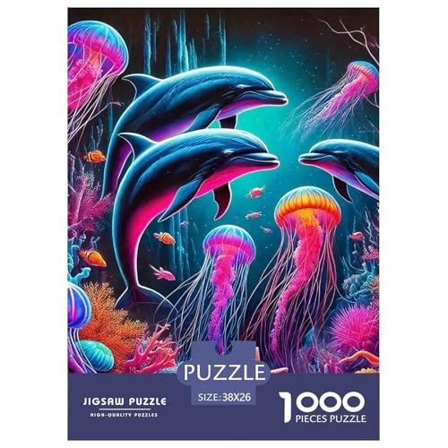 Delphin Puzzle 1000 Teile Für Erwachsene Und Kinder Meerestiere Lernspiel Pädagogisches Spielzeug Wunderschönes Dekoration in Bewährter Qualität 38x26cm/1000pcs von QTIVARLEN