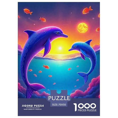 Delphin Puzzle 1000 Teile Für Erwachsene Und Kinder Meerestiere Lernspiel Pädagogisches Spielzeug Wunderschönes Dekoration in Bewährter Qualität 70x50cm/1000pcs von QTIVARLEN