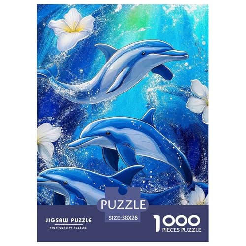 Delphin Puzzle 1000 Teilige Für Erwachsene Und Kinder Meerestiere Herausforderung Spiel Interaktives Spielzeug Home Dekoration Clevere Rätsel 38x26cm/1000pcs von QTIVARLEN